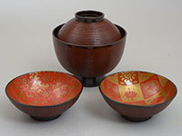 遠坂　宗仙（半四郎）　Tosaka Sosen(Hanshiro)／織物蒔絵吸物椀　十  10 sets of soup bowls