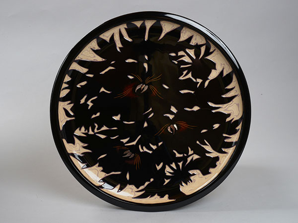 �����@�Ǖ��@Mizuuchi Kyohei�^�������O���ۖ~�@a carved lacquer tary (Peony) 